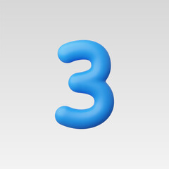3d Realistic Number 3 vector Illustration