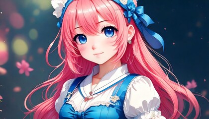cute pink hair anime girl