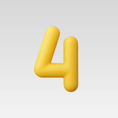 3d Realistic Number 4 vector Illustration