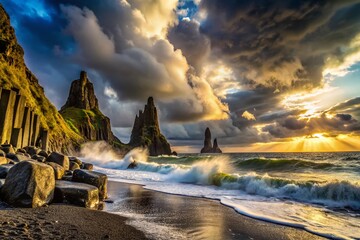 Iceland Black Sand Beach: Dramatic Basalt Columns & Rugged Coastline