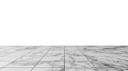 White Marble Tile Floor isolated on transparent background Minimalist Design,