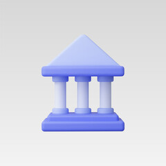 3d Realistic Bank Icon vector illustration