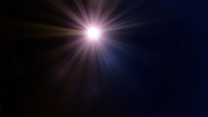 Bright Starburst Light Flare on Dark Background