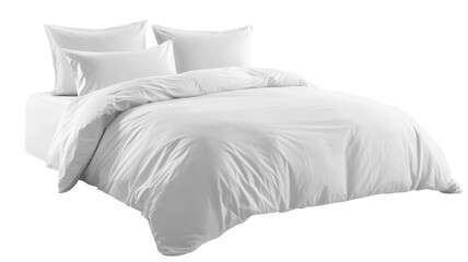 Isolated Crisp White Bedding Set with Pillows