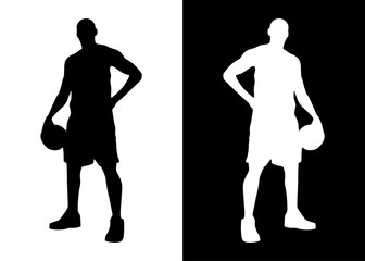 silhouette of basketball players