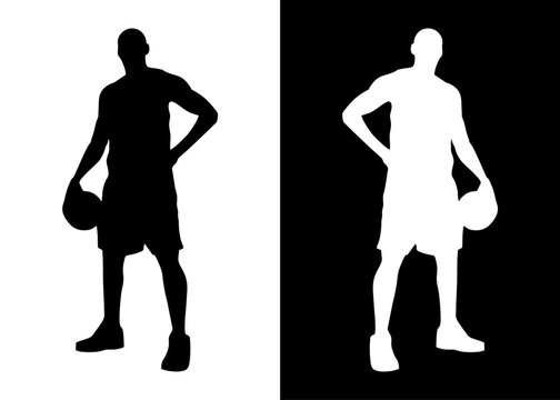 silhouette of basketball players