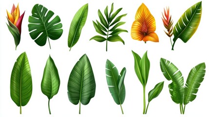 Flourishing tropical paradise, a breathtaking display of exotic leaves and flowers