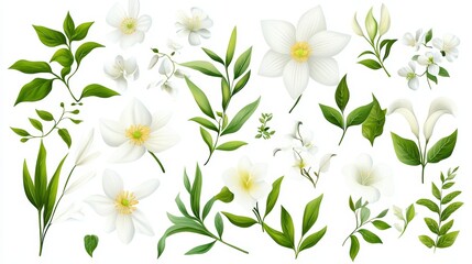 Stunning white flowers and lush green leaves arrangement for exquisite floral design