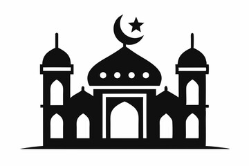 Ramadan festival black vector icon on white background 