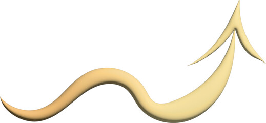 This is a smooth, beige 3D arrow with a sleek and dynamic curved design, pointing upward. The arrow has a modern and futuristic look, making it ideal for business, finance, and growth-related concepts