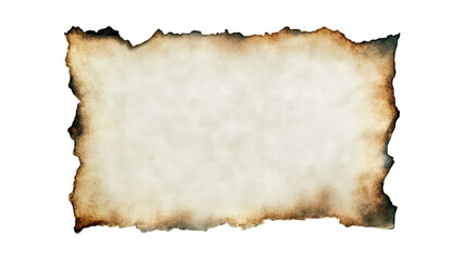 Obraz premium Burned edges old paper parchment antique texture isolated on transparent background
