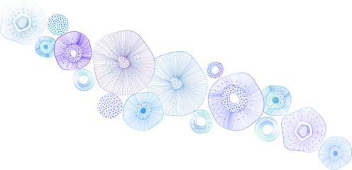 Abstract design element similar to cages or jellyfish. Bright colors. Suitable for children or art design, covers, spaces, web design