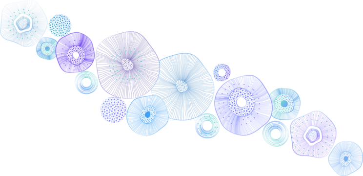 Abstract design element similar to cages or jellyfish. Bright colors. Suitable for children or art design, covers, spaces, web design