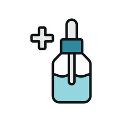 Dropping bottle icon showing fluid in motion, creating a dramatic visual of liquid escaping the bottle