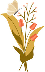 Wildflower Bouquet With Butterfly