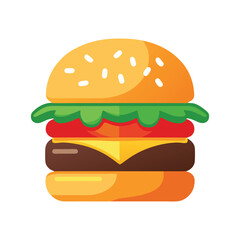 Delicious burger illustration fast food cheeseburger meal,
