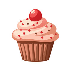 Delicious Cupcake with Cherry Topping Sweet Treat Bakery Dessert