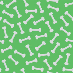 Bones Pattern - Messy Bones on Green Background. Seamless Link.
