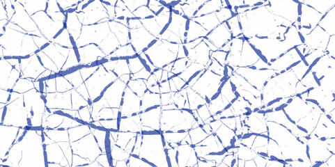 A blue and white vintage of a cracked wall, cracked white paint on a white background, Vector crack concrete texture white and blue grunge texture. There are many cracks in the ground.