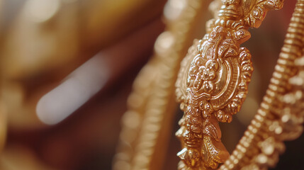Close up of a gold jewel