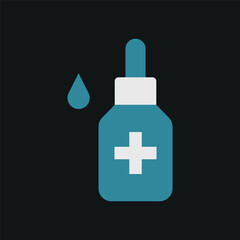 Dropping bottle icon showing fluid in motion, creating a dramatic visual of liquid escaping the bottle