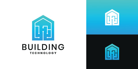 Technology digital building logo design icon