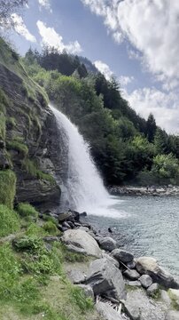 Stunning Cascading Waterfall Surrounded by Nature in Faido