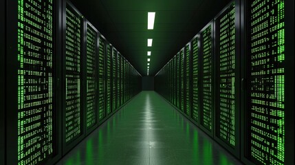 Fototapeta premium Transforming data center operations future-ready digital infrastructure and eco-friendly lighting innovations