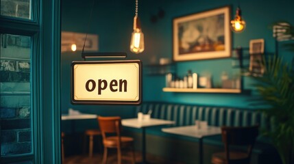 show sign open on the first day of business. guarantees safety, cleanliness, open the coffee shop. open for New normal. Small business, welcome, restaurant, home made, family