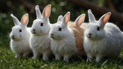 white rabbit on the grass