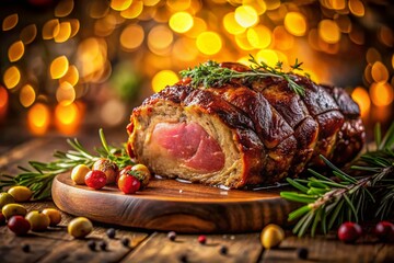 Juicy Roasted Dinner Meat, Long Exposure Photography - PNG Stock Image