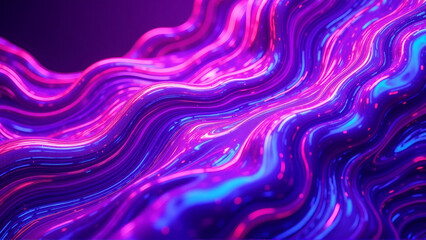 Fototapeta premium Neon Waves: Luminous Abstract Design with Undulating Purple, Pink, and Blue Energy Streams