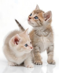 Obraz premium Beautiful little kittens dressed up in a completely white background