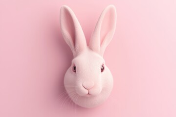 Obraz premium A pink rabbit with a pink face and pink ears