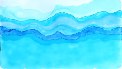 Obraz premium Blue Waves: Abstract Watercolor Painting Capturing Fluid Ocean Movements with Copy Space