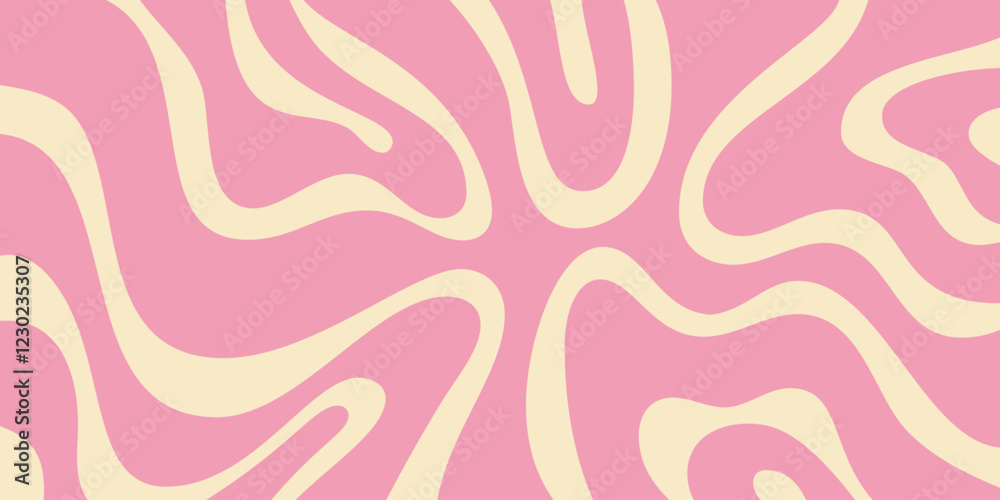 Aufkleber Cool Abstract Psychedelic Background. Vector Design Groovy Pattern Y2k Texture. Hand Drawn Trippy Backdrop.