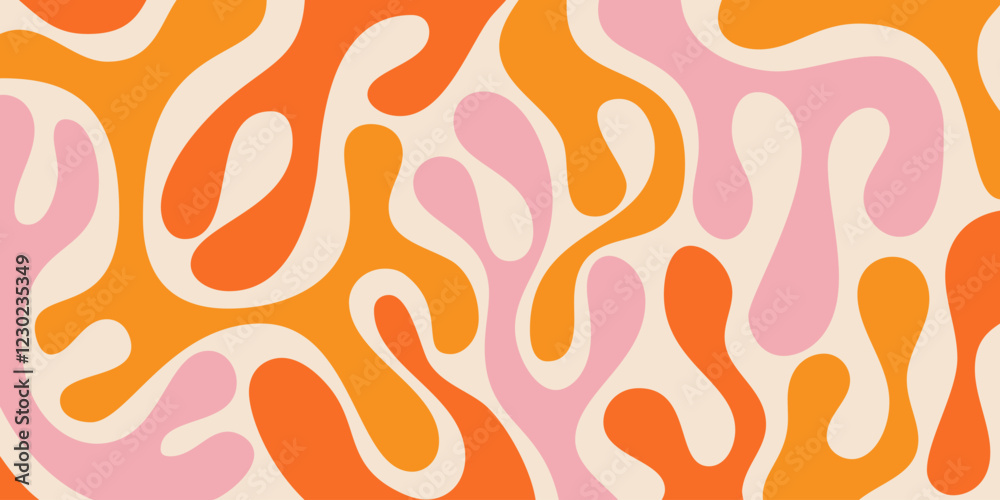 Poster Cool Abstract Psychedelic Background. Vector Design Groovy Pattern Y2k Texture. Hand Drawn Trippy Backdrop.