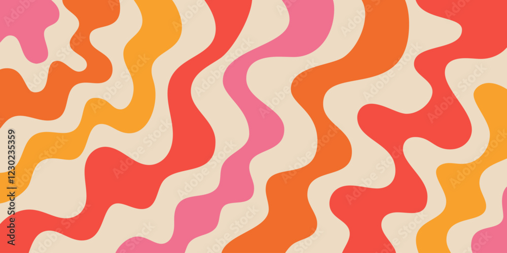 Poster Cool Abstract Psychedelic Background. Vector Design Groovy Pattern Y2k Texture. Hand Drawn Trippy Backdrop.