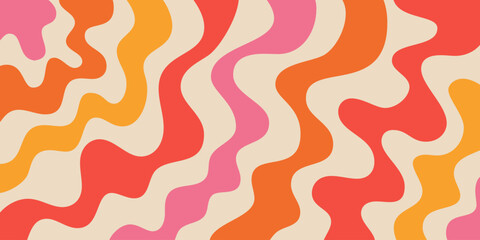 Cool Abstract Psychedelic Background. Vector Design Groovy Pattern Y2k Texture. Hand Drawn Trippy Backdrop.