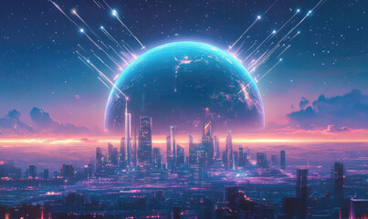 Earth Surrounded by E-Waste and Gadgets - Environmental Pollution and Recycling Concept