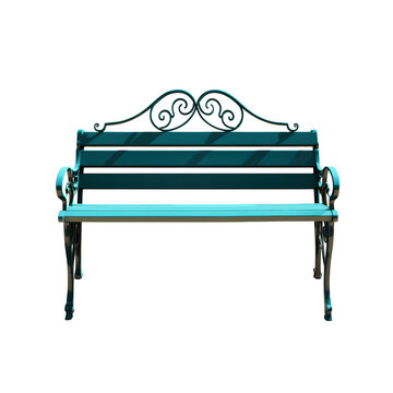 recommend clip art: Isolated Green Ornate Metal Park Bench with Scroll Design