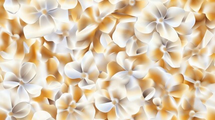 Floral Design Pattern Featuring White and Gold Flowers, Elegant Seamless Style, Nature-Inspired Aesthetic, Vibrant Background Context
