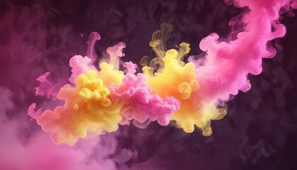 Obraz premium pink and yellow wisps of smoke suspended in air , mist, air, smoke