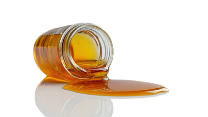 Isolated Honey Jar Tipped Over with Spilled Honey