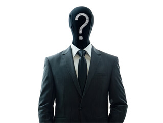 Isolated Businessman with Question Mark Covering His Head