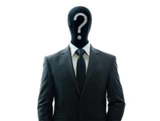 Isolated Businessman with Question Mark Covering His Head