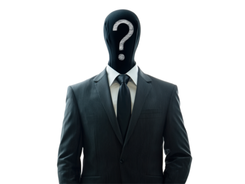 Isolated Businessman with Question Mark Covering His Head