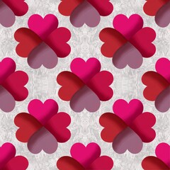 seamless pattern with Colorful Red Heart Design, Heart flower, Heart shaped balloon on gray pattern design for background, textile, tile, mosaic, wallpaper, clothing, wrap, batik, fabric, embroidery 