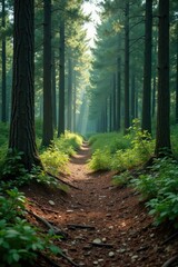 Fototapeta premium Spruce needles and twigs scattered on the ground, debris, forest