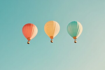 Naklejka premium Colorful Hot Air Balloons in a Clear Sky
